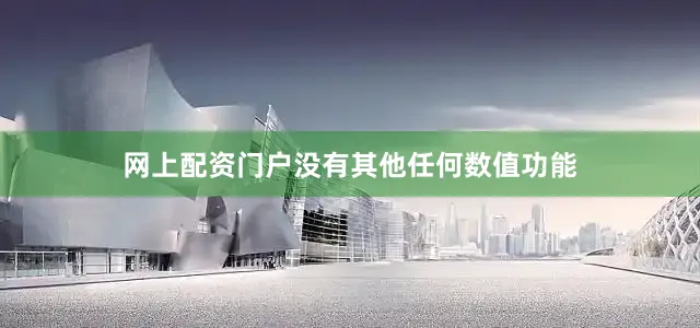 网上配资门户没有其他任何数值功能